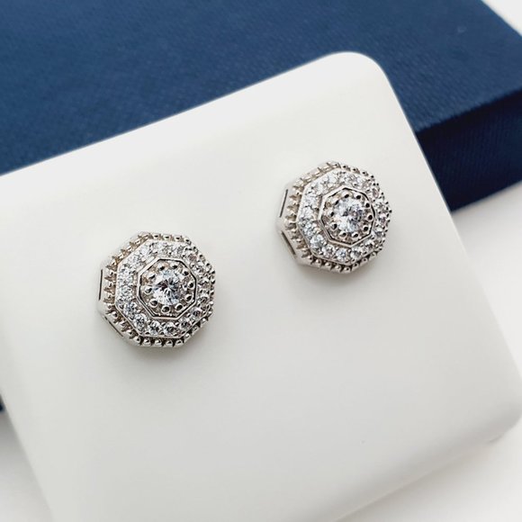 "925 Sterling Silver Plated CZ Earrings, EVBRS417 - Picture 3 of 10